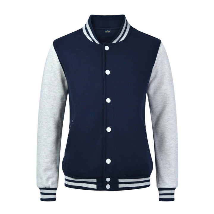 Men's Color Block Stand Collar Casual Baseball Jacket Coat with Pockets - AIGC-DTG