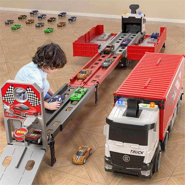 Deformed Storage Container Truck Track Racing Ejection Alloy Car Toy - AIGC-DTG