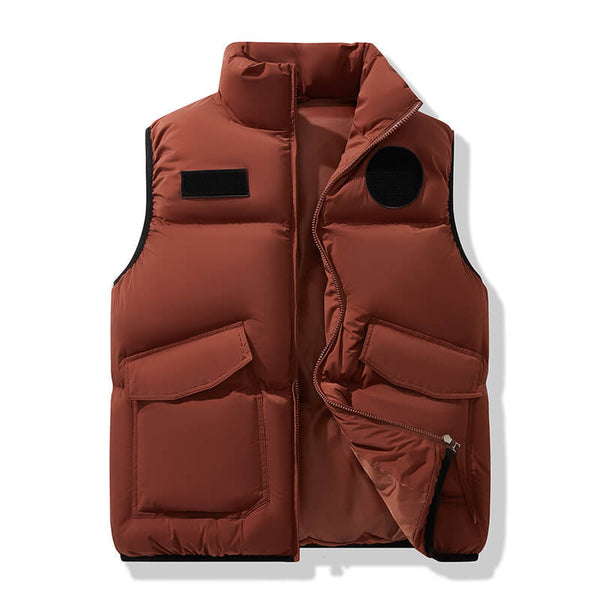 Men's Velcro Sleeveless Warm Down Vest: Trendy and Fashionable Stand Collar - AIGC-DTG