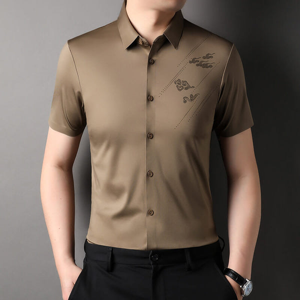 Men's Seamless Casual Auspicious Cloud Printed Short Sleeved Shirt - AIGC-DTG