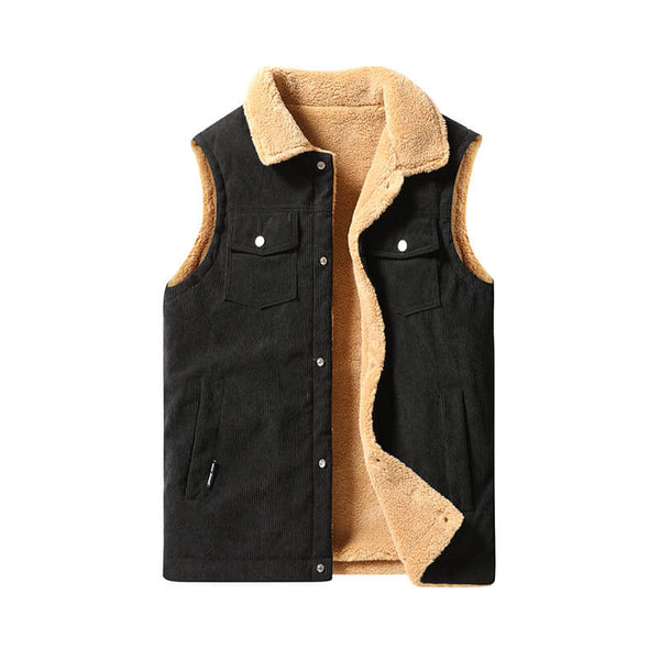 Men's Winter Outerwear Lapel Vest - Plush Insulation - AIGC-DTG