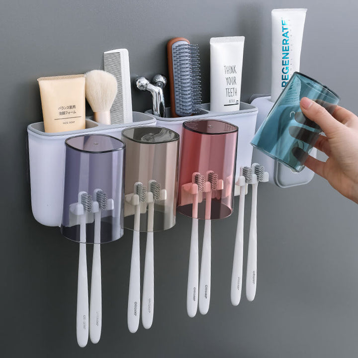 Wall-mounted Toothbrush Rack/Toothpaste Dispenser - AIGC-DTG