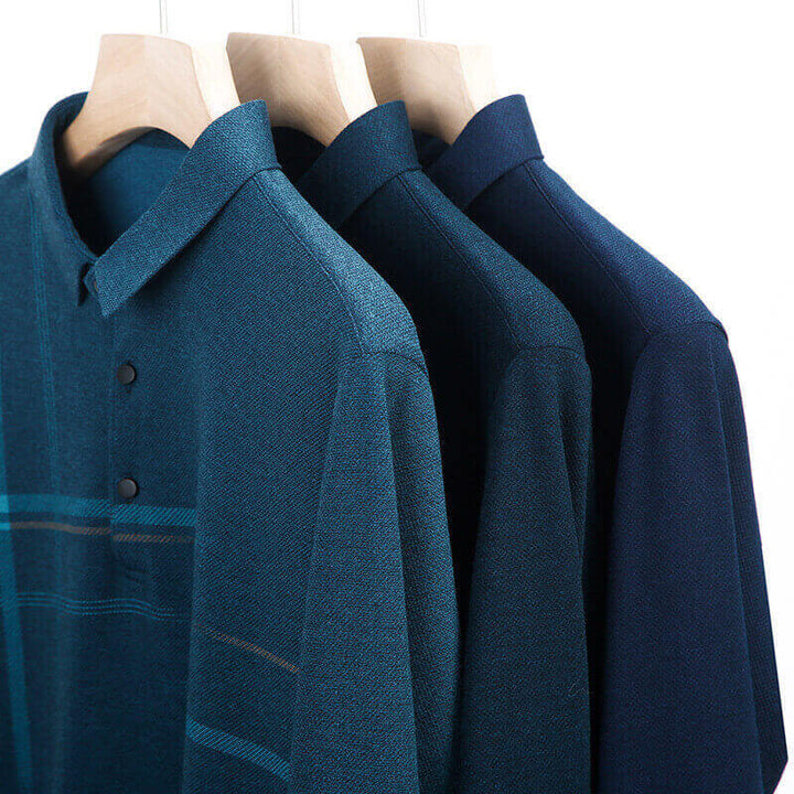 Men's Autumn Long Sleeved Printed Lapel Casual Polo Shirt - AIGC-DTG