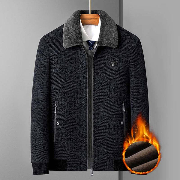 Men's Winter Lapel Padded Jacket-Fleece & Thick Jacket - AIGC-DTG