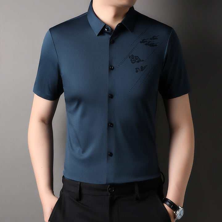 Men's Seamless Casual Auspicious Cloud Printed Short Sleeved Shirt - AIGC-DTG
