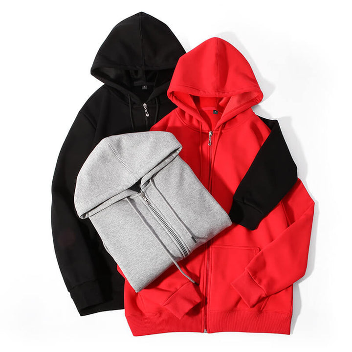 Men's 420g Thickened Fleece Zip-Up Hooded Sweatshirt Jacket - AIGC-DTG
