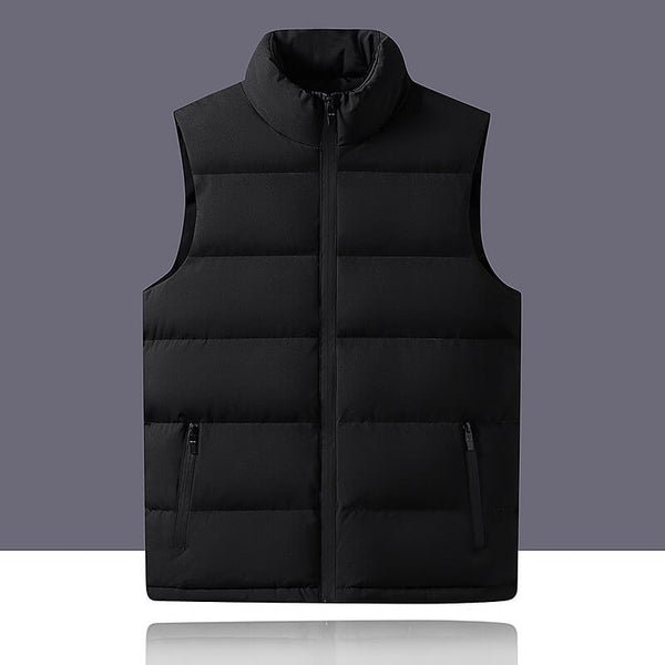 Solid Color Versatile Thickened Zip-Up Vest for Men - AIGC-DTG