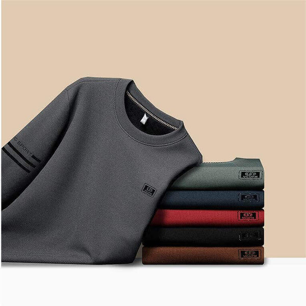 Men's Velvet Round Neck Sweatshirt-Trendy & Fashionable & Warm Long Sleeve T-shirt - AIGC-DTG