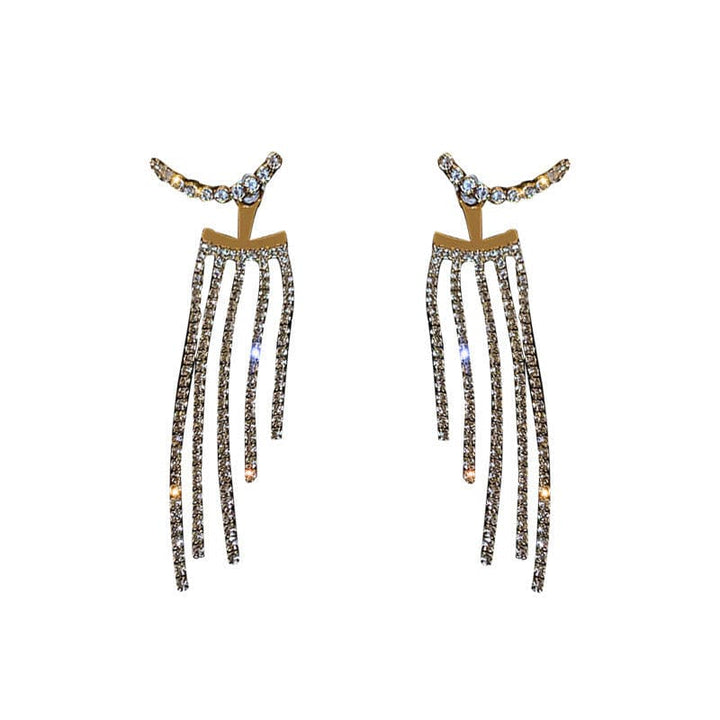 Geometric Zirconia Tassel Fashion Long Earrings - AIGC-DTG