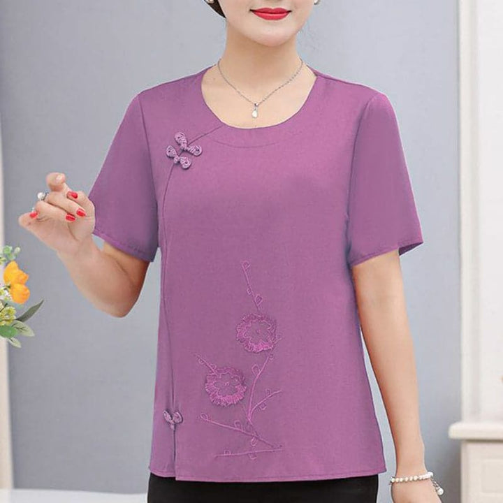 Women's Summer Fashion Fashion Short Sleeve Embroidered T-shirt - AIGC-DTG