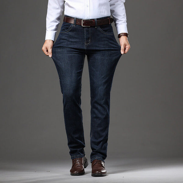 Stretch Cotton Business Casual Men's Straight-Leg Jeans - AIGC-DTG
