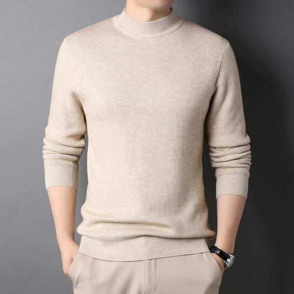 Solid Color Slim Fit Men's Half-Turtleneck Sweater - Essential Sweater - AIGC-DTG