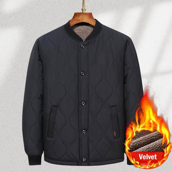 Men's Velvet Thickened Cotton Jacket - Loose Jacket with Lambswool Lining - AIGC-DTG