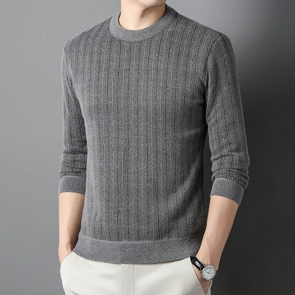 Men's Slim Casual Round Neck Warm Thickened Sweater - AIGC-DTG