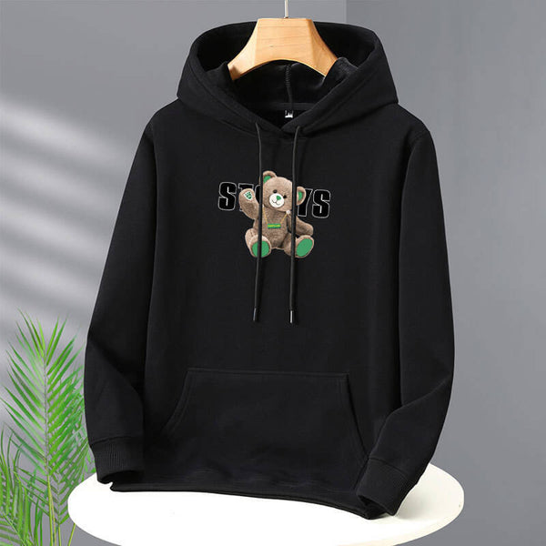 Men's Little Bear Printed Hoodie Casual Pullover Hooded Sweatshirt - AIGC-DTG