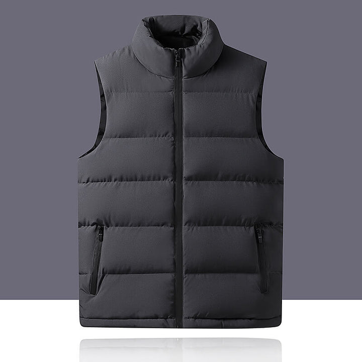 Solid Color Versatile Thickened Zip-Up Vest for Men - AIGC-DTG