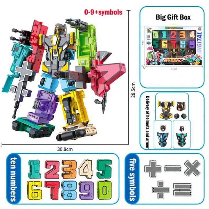Digital Transformation Cool Team Toy Children's Robot Numbers 0-9 Assembled Puzzle Package - AIGC-DTG
