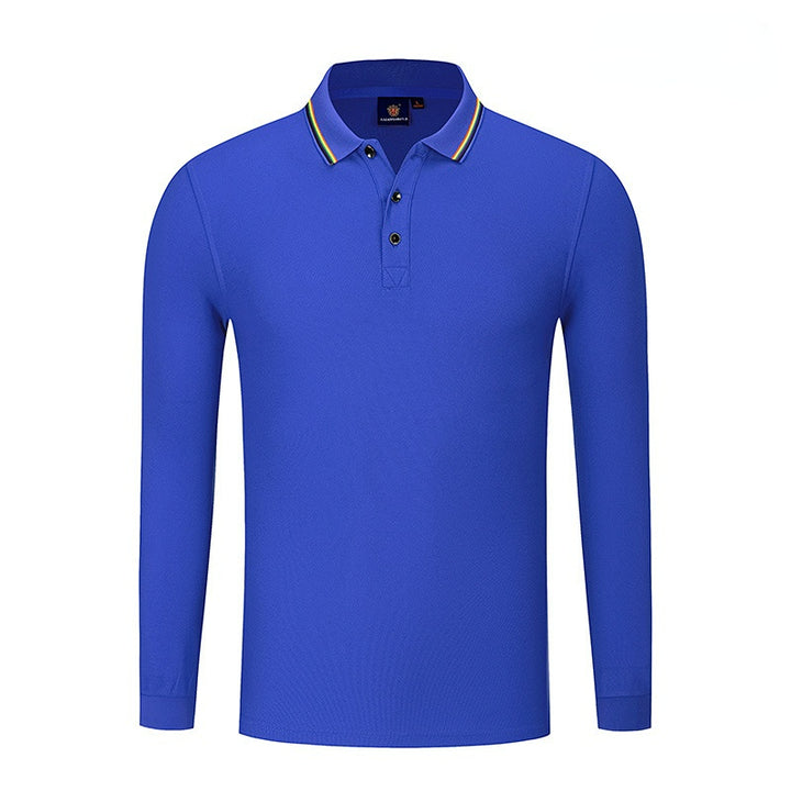 Men's Pique Cotton Interlock Color Long Sleeve Polo Work Shirt - AIGC-DTG