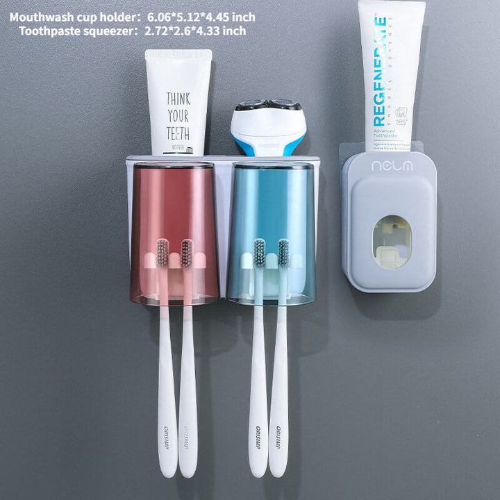 Wall-mounted Toothbrush Rack/Toothpaste Dispenser - AIGC-DTG