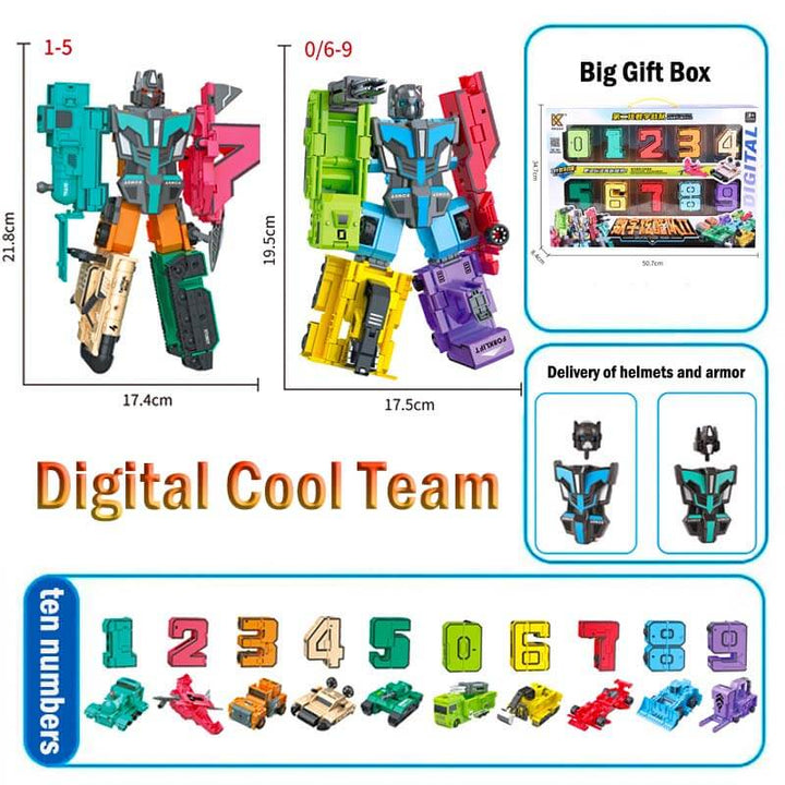 Digital Transformation Cool Team Toy Children's Robot Numbers 0-9 Assembled Puzzle Package - AIGC-DTG