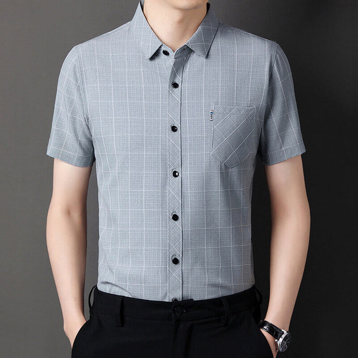 Men's Summer Business Casual Pocket Plaid Polo T-shirt - AIGC-DTG