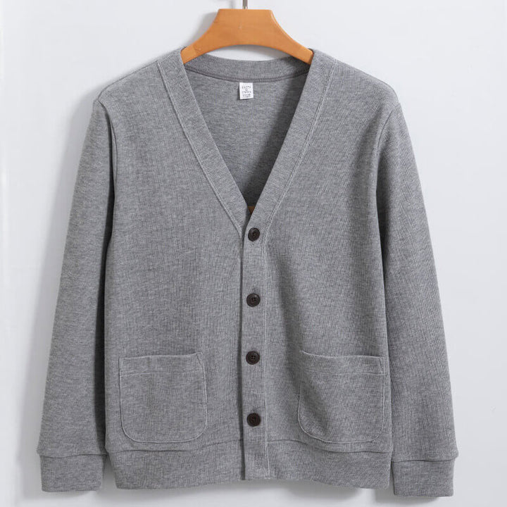 Men's Cotton Knit Cardigan with Pocket: Pill-Resistant Classic Knit Sweater - AIGC-DTG