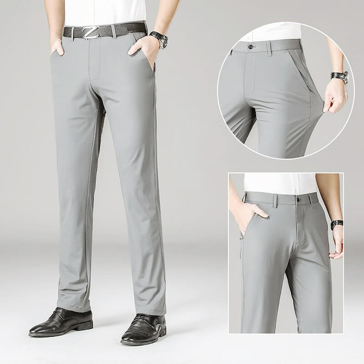 High-Elasticity Milk Silk Straight-Leg Pants for Men - Casual and Business Wear - AIGC-DTG