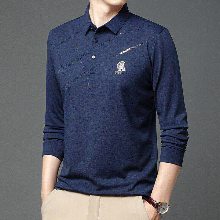 Men's Cool Autumn Casual Silk Polo Shirt - AIGC-DTG