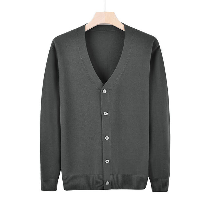 Men's Open Front Knit Cardigan - Oversized V-Neck Sweater Jacket - AIGC-DTG