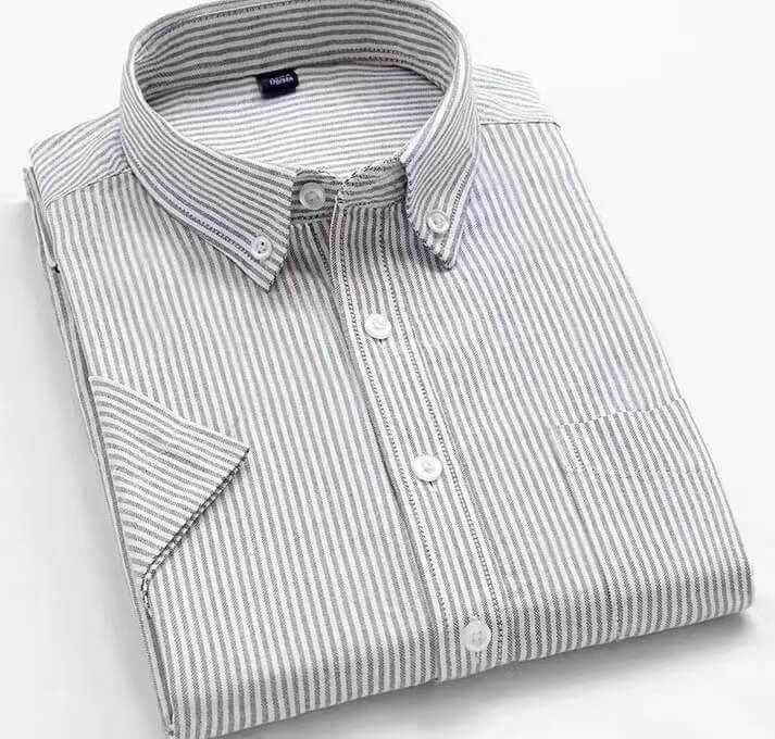 Men's Striped Shirt: Non-Iron Pure Cotton Oxford Business Casual Shirt - AIGC-DTG