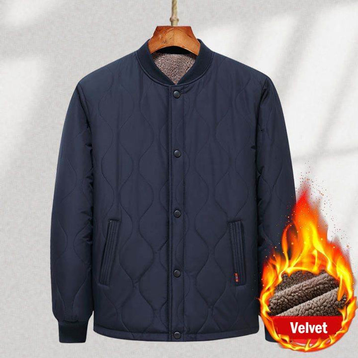 Men's Velvet Thickened Cotton Jacket - Loose Jacket with Lambswool Lining - AIGC-DTG