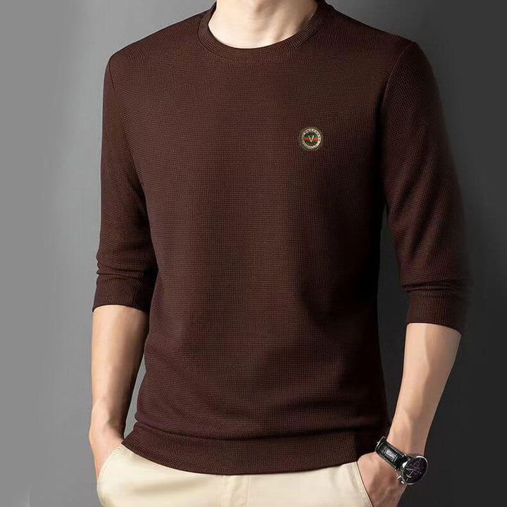 Men's Autumn Casual Solid Round Neck Long Sleeve T-shirt - AIGC-DTG