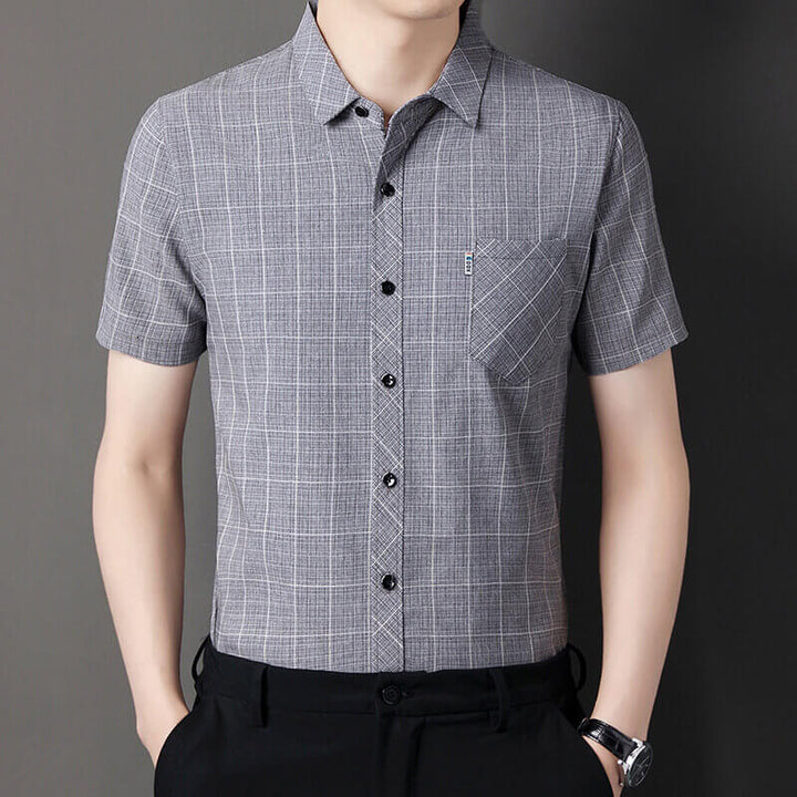 Men's Summer Business Casual Pocket Plaid Polo T-shirt - AIGC-DTG