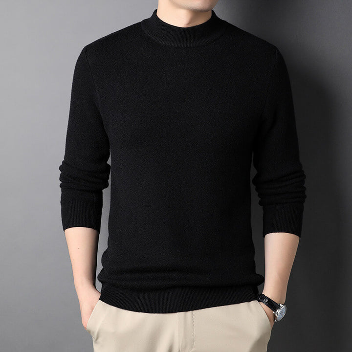 Solid Color Slim Fit Men's Half-Turtleneck Sweater - Essential Sweater - AIGC-DTG
