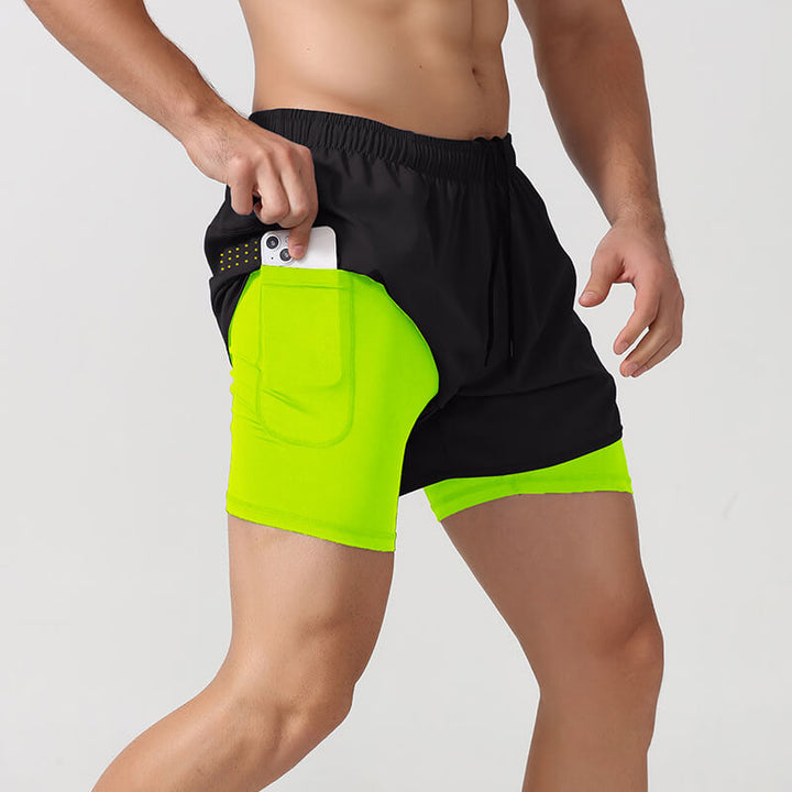 Men's Fast Drying Lined Anti Light Double Layer Fitness Shorts - AIGC-DTG