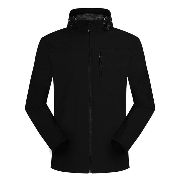 Women's Outdoor Soft Shell Single-Layer Solid Color Windproof and Waterproof Hooded Jacket - AIGC-DTG