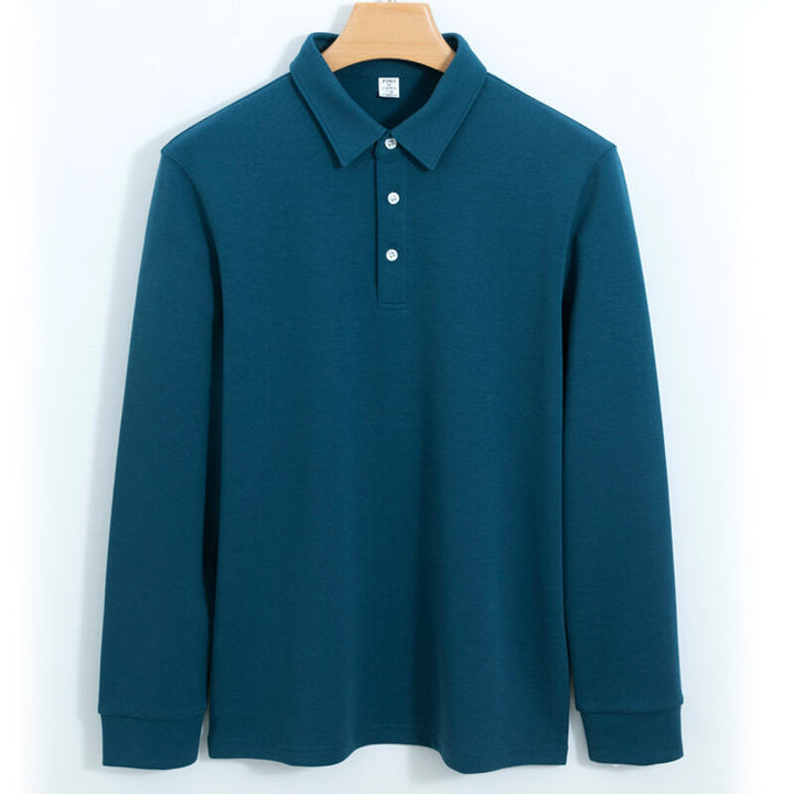 300g Cotton Air Layer Long Sleeve Polo Shirt for Men - Non-Iron - AIGC-DTG