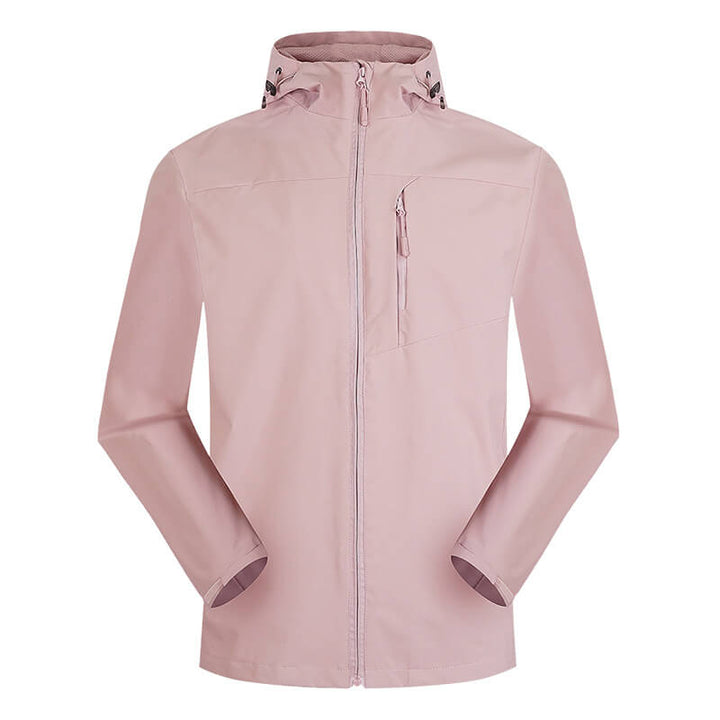 Women's Outdoor Soft Shell Single-Layer Solid Color Windproof and Waterproof Hooded Jacket - AIGC-DTG
