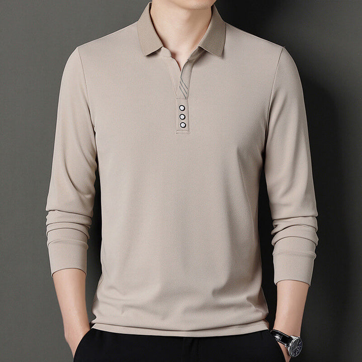 Autumn Men's Contrast Color Fashion Casual Long Sleeve POLO Shirt - AIGC-DTG
