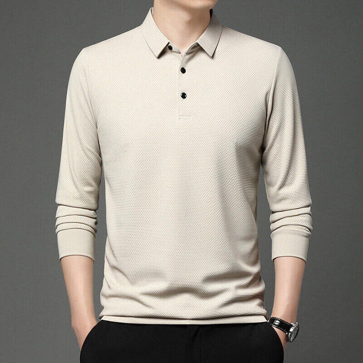 Men's Long Sleeve Plaid Polo Shirt- 9 Colors - AIGC-DTG