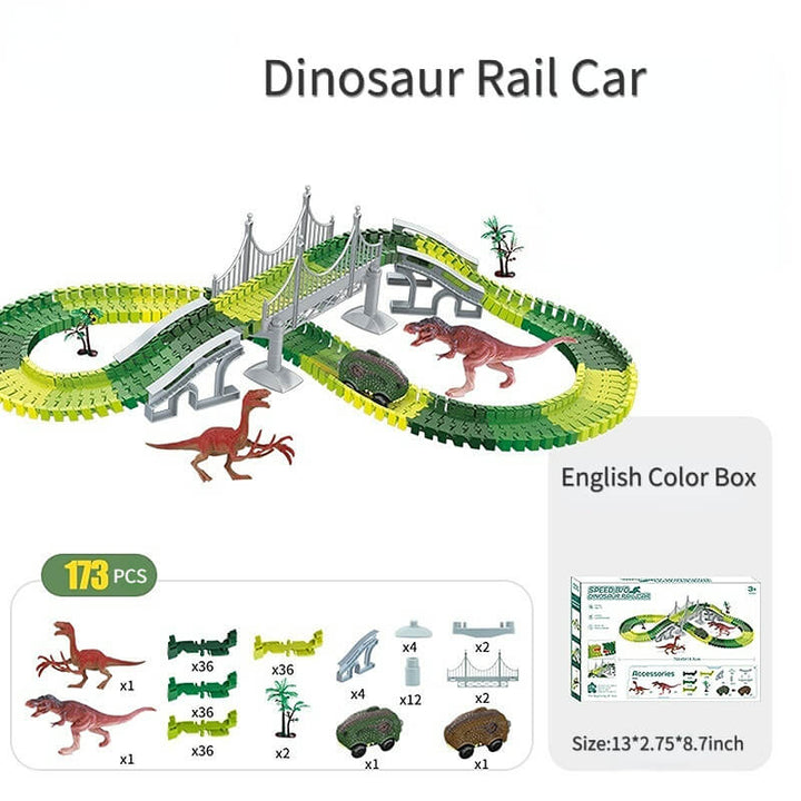 Dinosaur Electric Rail Car Variety Roller Coaster Assembled Educational Car Toy - AIGC-DTG