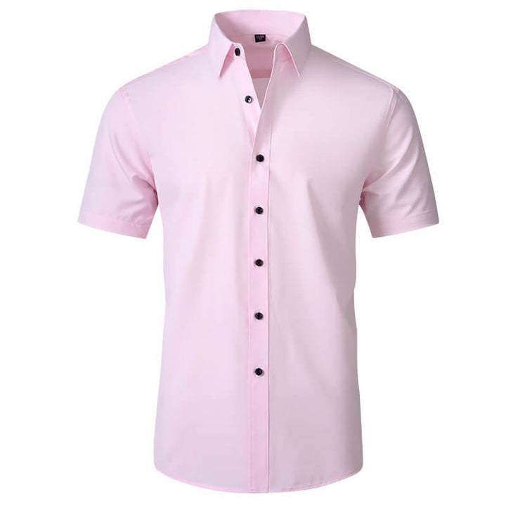 Men's Elastic Wrinkle Resistant Solid Color Minimalist Business Shirt - AIGC-DTG