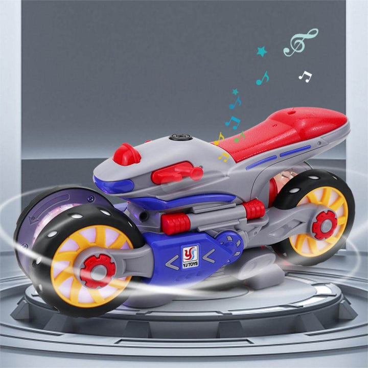 Electric Universal Transforming Stunt Rotating Motorcycle Toy-Light & Music - AIGC-DTG