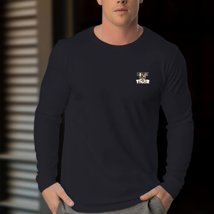 Men's 230g 100% Pet French Pitbull Graphic Design Long Sleeve T-Shirt - AIGC-DTG