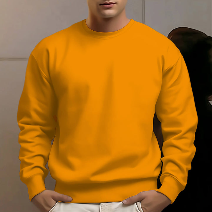 Men's 100% Cotton Crew Neck Sweatshirt Loose Soft Basic Pullover Sweatshirt - AIGC-DTG