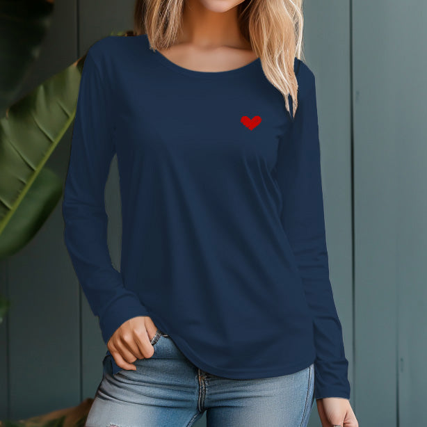 Women's 230g 100% Cotton Graffiti Heart Graphic Long Sleeve T-Shirt - AIGC-DTG