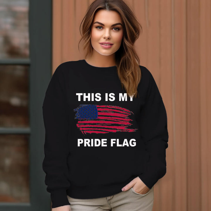 Women's American Flag Pattern Pattern Crew Neck Pullover Cozy Clothes - AIGC-DTG