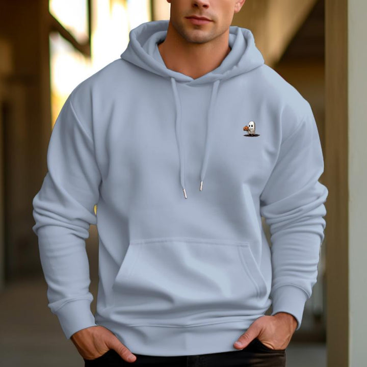 Men's 330g 100% Cotton Pattern Terry Dropped Shoulder Hoodie-Ghost Waiter - AIGC-DTG