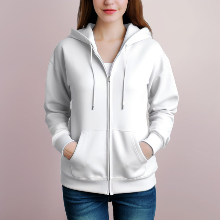 Women's Zipper Hoodie Cotton Blend Hooded Pocket Sweatshirt 11 Colors - AIGC-DTG