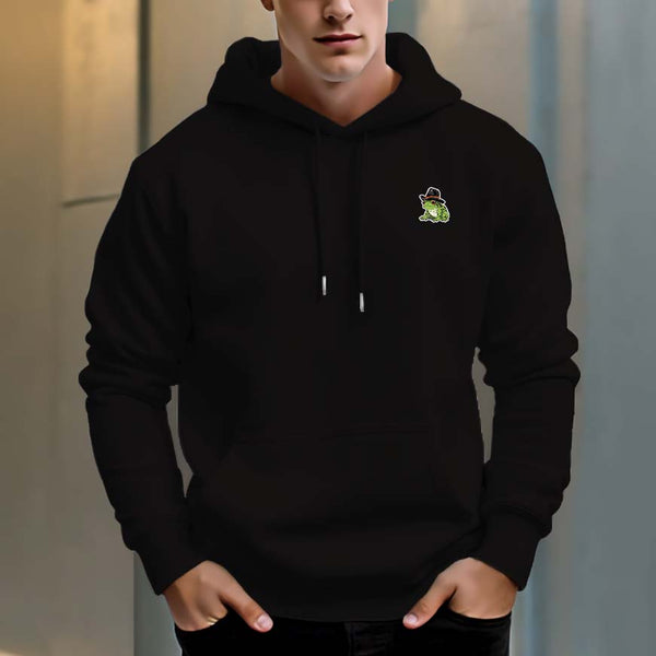 Men's 330g 100% Cotton Pattern Terry Dropped Shoulder Hoodie-frog - AIGC-DTG